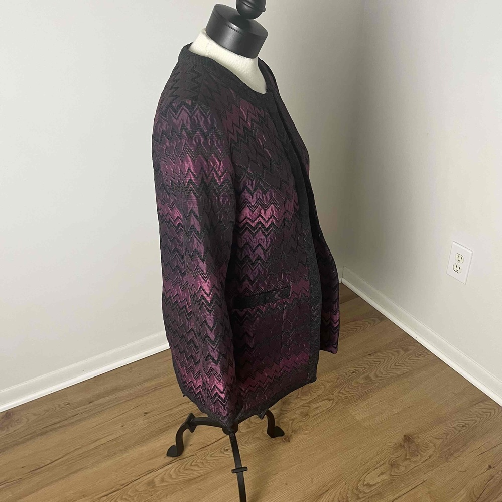 Chico Purple‎ Black Quilted Abstract Coat Jacket Size Small - Picture 4 of 11